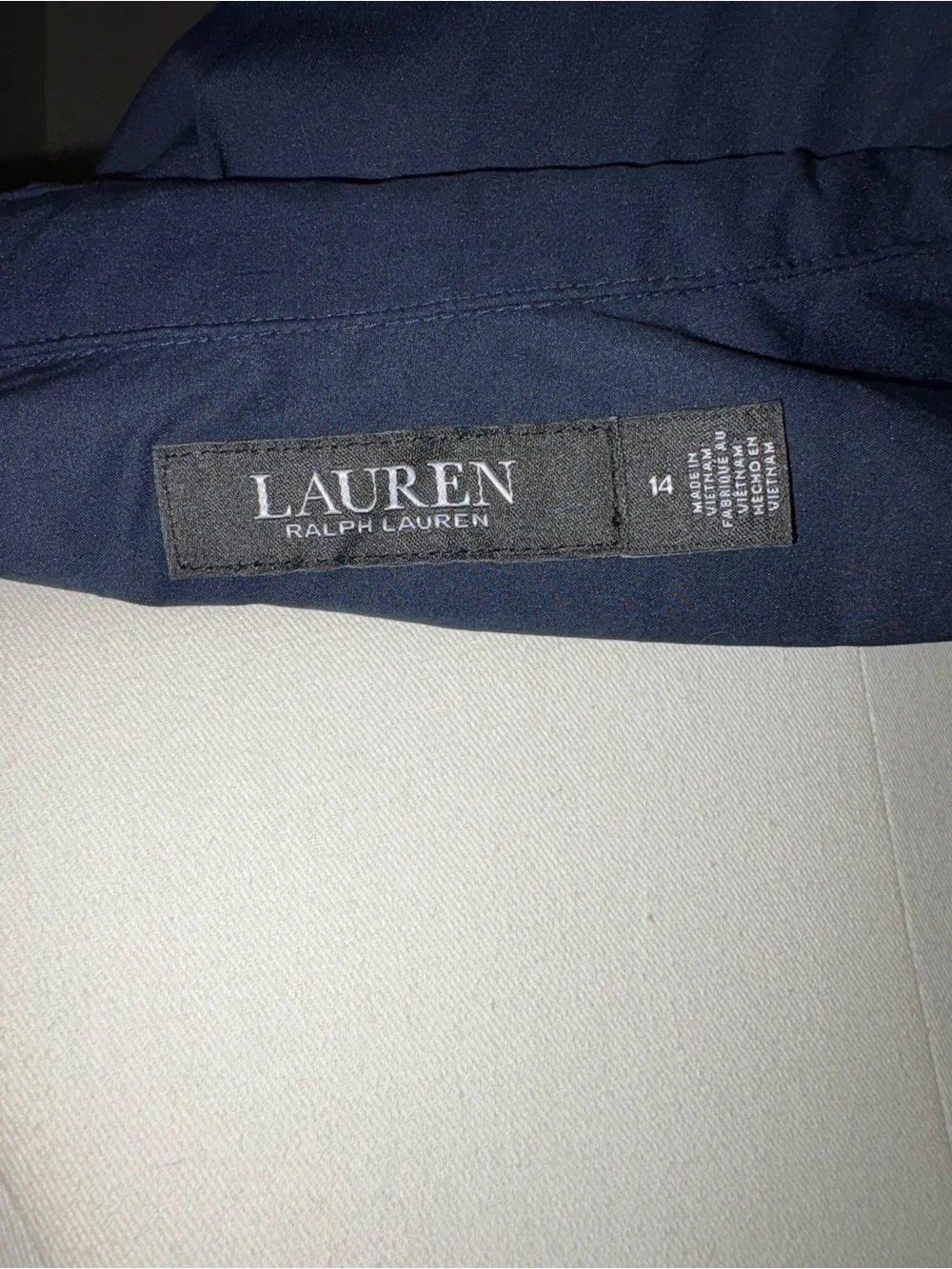 Lauren Ralph Lauren black label Navy button up maxi Dress with Tie Belt - Picture 8 of 9